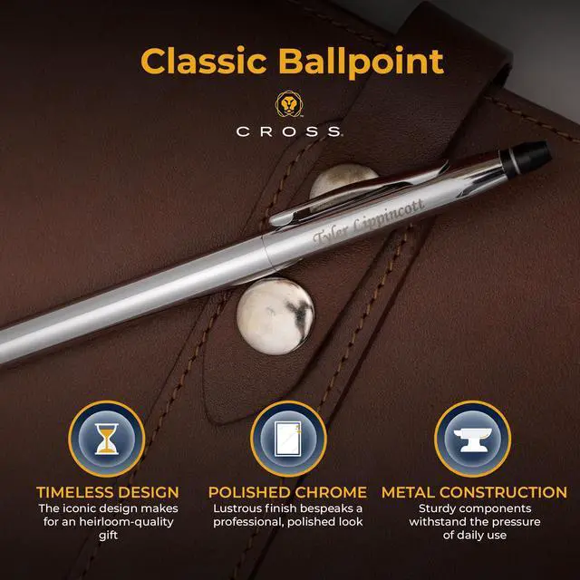 Alt view image 4 of 7 - Cross Classic Century Personalized Slim Ballpoint Pen in Chrome Finish | Engraved Pen for Graduation, New Job, Retirement, Career Advancement, Cross Gift Box Included
