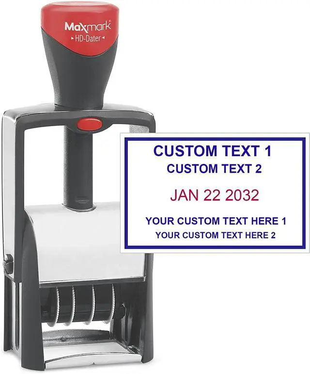 Main image of Heavy Duty Date Stamp with 4-Line Custom Text, Self Inking Date Stamp - 2160 - Choose from Many Font and Color Options