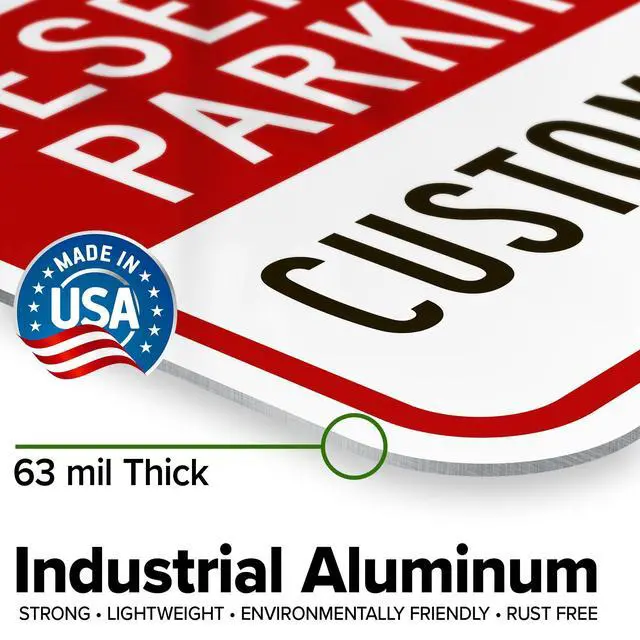 Alt view image 3 of 7 - Custom No Parking Sign, Custom Reserved Parking Signs for Business, 12x18 Inches, Rust Free.063 Aluminum, Fade Resistant, Made in USA by (Post Holes)