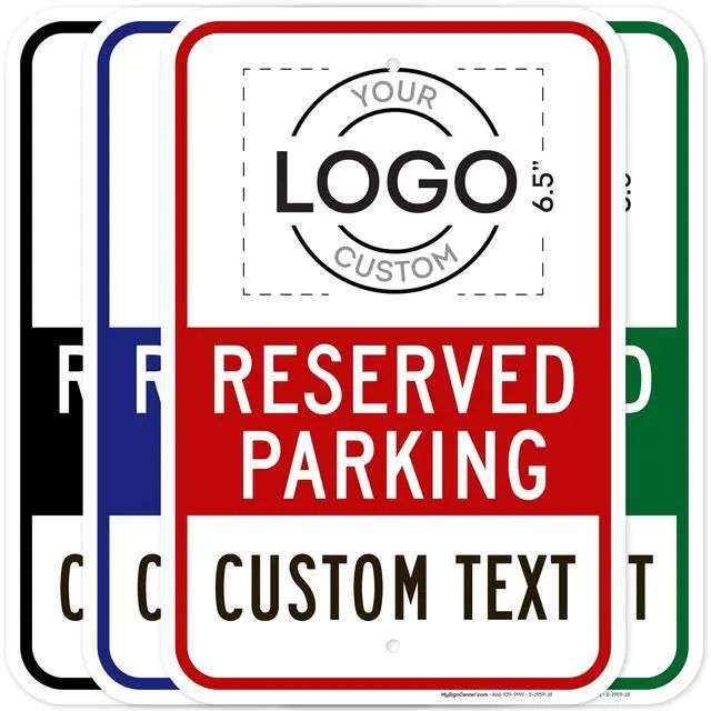 Main image of Custom No Parking Sign, Custom Reserved Parking Signs for Business, 12x18 Inches, Rust Free.063 Aluminum, Fade Resistant, Made in USA by (Post Holes)