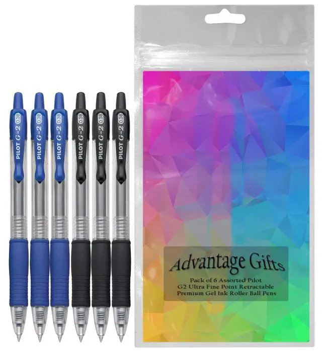 Alt view image 2 of 7 - G2 Retractable Premium Gel Ink Roller Ball Pens Ultra Fine Point (.38mm) Black/Blue Ink 6 pack; Refillable & Premium Comfort Grip