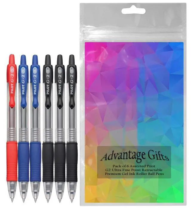 Alt view image 2 of 3 - G2 Retractable Premium Gel Ink Roller Ball Pens Ultra Fine Point (.38mm) Black/Blue/Red Ink 6 pack; Refillable & Premium Comfort Grip