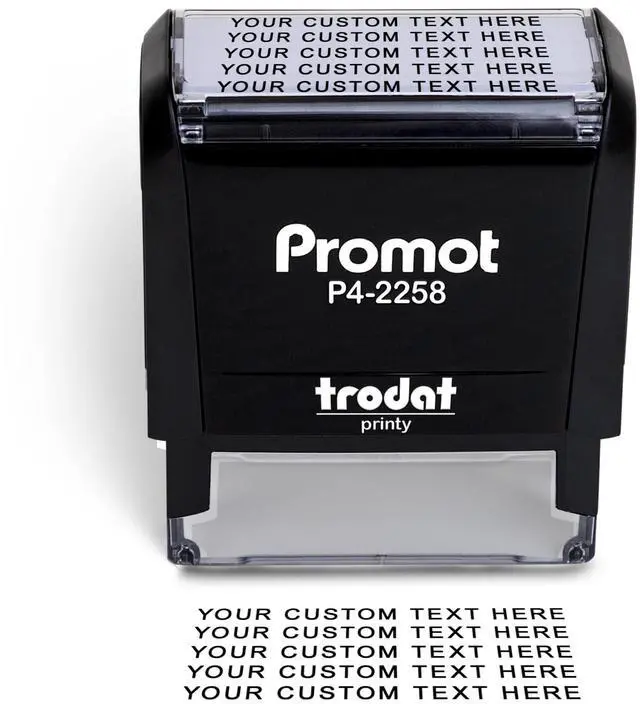 Main image of Self Inking Stamp- Up to 5-Line Personalized Rubber Stamp (Large) | Consistent Impressions, Thousands of Clear Stampings, One-Hand Operation, Built-In Self-Inking Mechanism, Replaceable Ink Pad