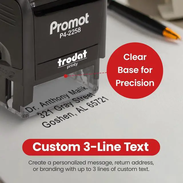 Alt view image 3 of 7 - Self Inking Stamp- Up to 5-Line Personalized Rubber Stamp (Large) | Consistent Impressions, Thousands of Clear Stampings, One-Hand Operation, Built-In Self-Inking Mechanism, Replaceable Ink Pad