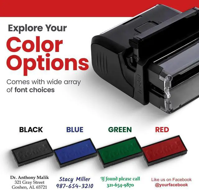 Alt view image 4 of 7 - Self Inking Stamp- Up to 5-Line Personalized Rubber Stamp (Large) | Consistent Impressions, Thousands of Clear Stampings, One-Hand Operation, Built-In Self-Inking Mechanism, Replaceable Ink Pad