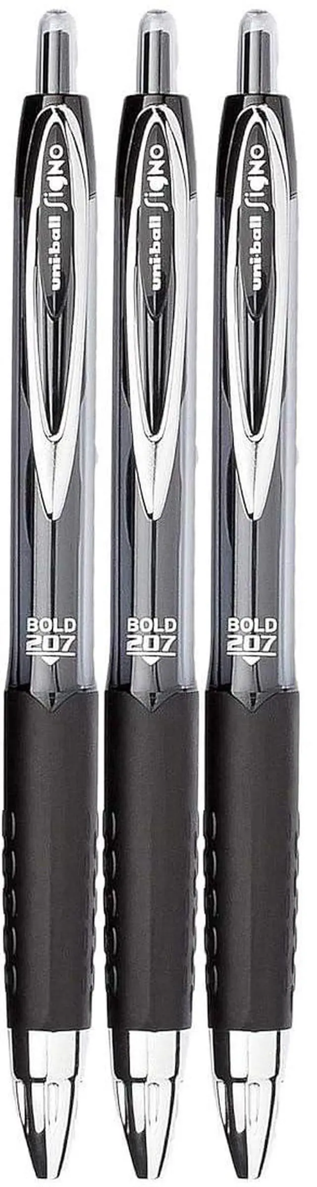 Main image of Signo 207 Roller Ball Retractable Gel Pens, Bold Point (1.0mm), Black Ink, 3 Count