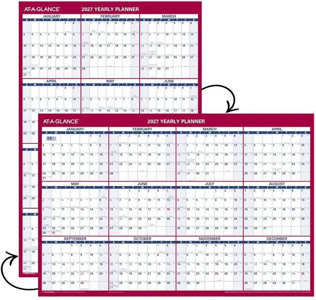 Alt view image 4 of 5 - 2027 Erasable Calendar, Dry Erase Wall Planner, 36" x 24", Vertical-Horizontal, Reversible, Includes Marker (PM262827)