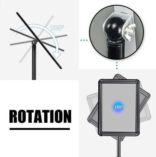 Alt view image 3 of 7 - Sign Holder Stand, 8.5x11 Sign Stand for Display, 4-Pack, Black | Sturdy Construction, Adjustable 31"-52",Heavy-duty frame, 360° Rotation, Rounded Corners, 8.5x11 Snap Frame