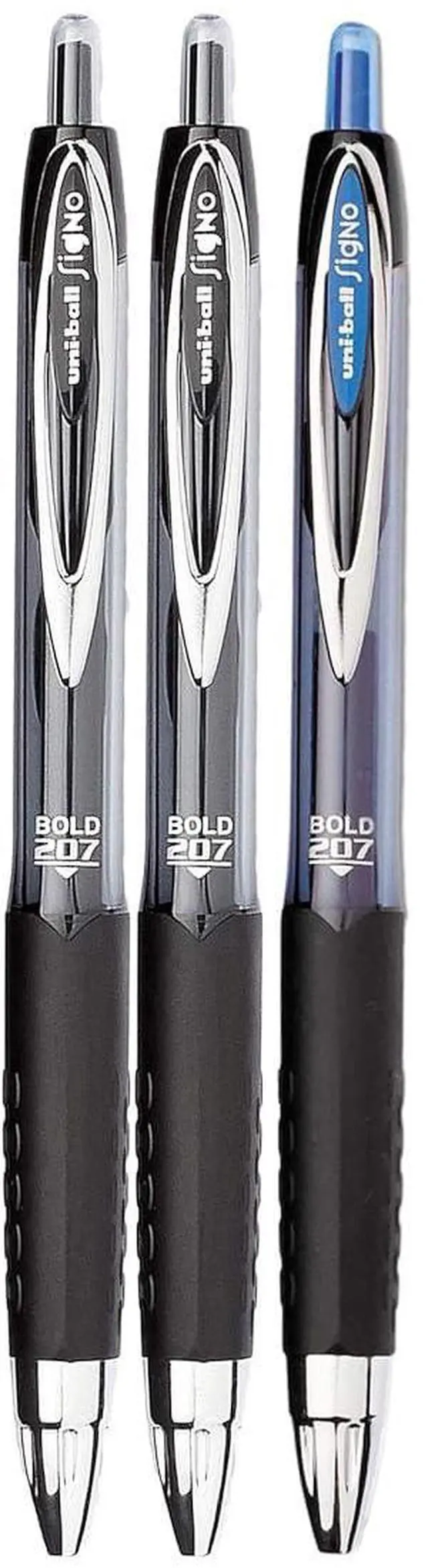 Main image of Signo 207 Roller Ball Retractable Gel Pens, Bold Point (1.0mm), Black And Blue Ink, 3 Count