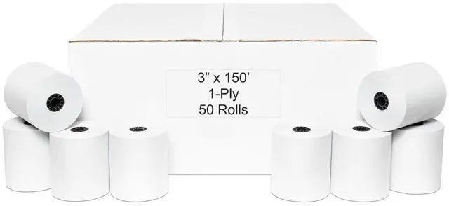 Main image of 3" x 150' 1-Ply Bond Paper (50 rolls/case) Kitchen Printer Receipt Paper