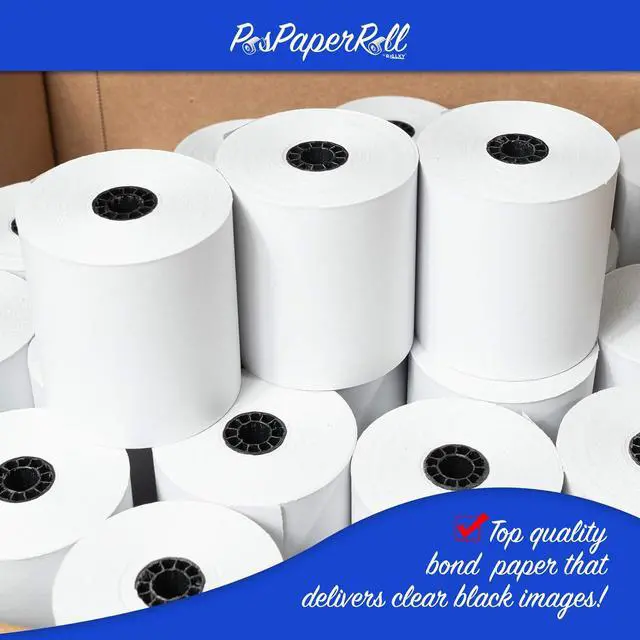 Alt view image 2 of 5 - 3" x 150' 1-Ply Bond Paper (50 rolls/case) Kitchen Printer Receipt Paper