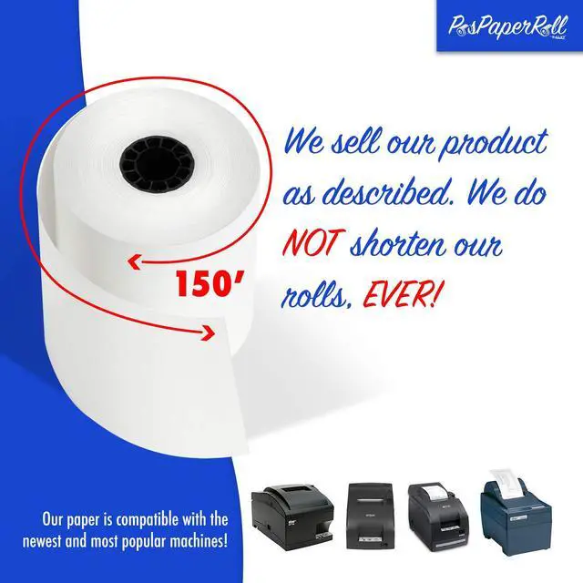 Alt view image 4 of 5 - 3" x 150' 1-Ply Bond Paper (50 rolls/case) Kitchen Printer Receipt Paper