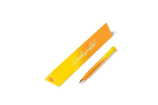Alt view image 2 of 7 - Drehgriffel Ballpoint Writing Pen Gradient Edition - Refillable Ballpoint Pen with Black Ink (Rising Sun/Lemon) | Limited handmade edition, brass, aluminium, indelible, refillable, refill included