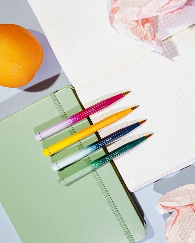 Alt view image 7 of 7 - Drehgriffel Ballpoint Writing Pen Gradient Edition - Refillable Ballpoint Pen with Black Ink (Rising Sun/Lemon) | Limited handmade edition, brass, aluminium, indelible, refillable, refill included