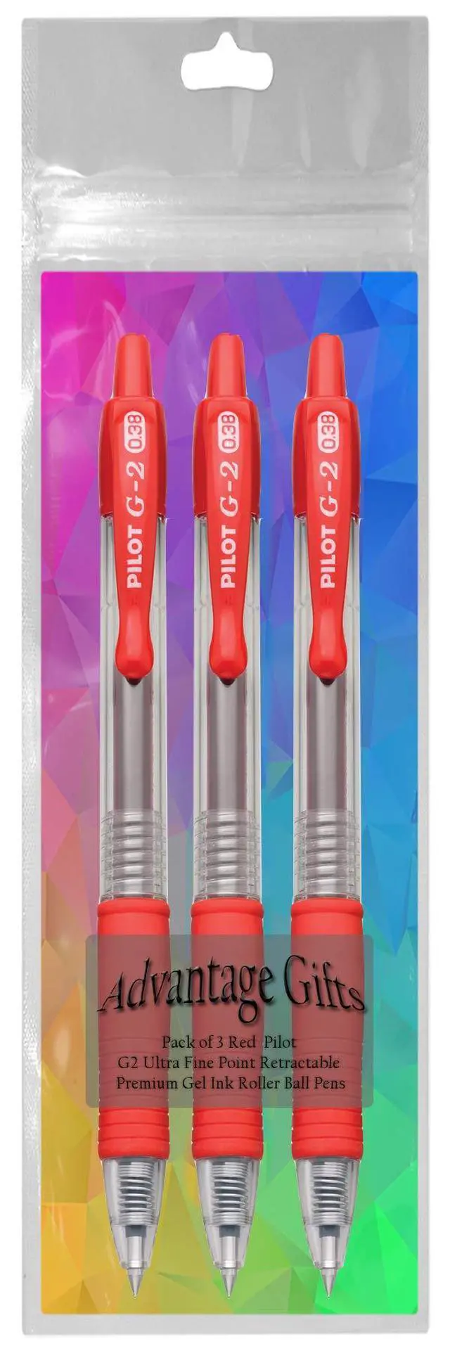 Alt view image 3 of 7 - G2 Retractable Premium Gel Ink Roller Ball Pens Ultra Fine Point (.38mm) Red Ink 3 pack; Refillable & Premium Comfort Grip