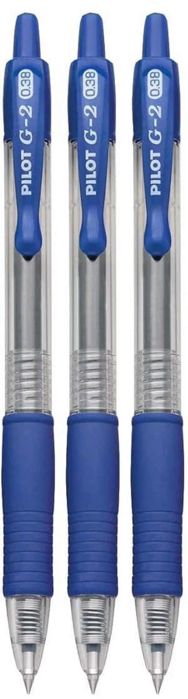 Main image of G2 Retractable Premium Gel Ink Roller Ball Pens Ultra Fine Point (.38mm) Blue Ink 3 pack; Refillable & Premium Comfort Grip