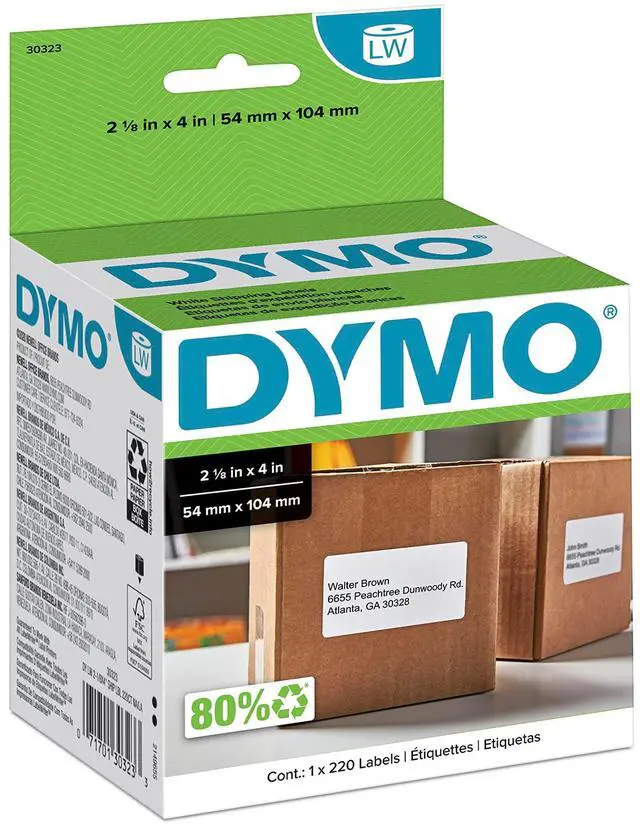 Main image of Authentic LW Shipping Labels, Labels for LabelWriter Label Printers, 2-1/8" x 4", 1 Roll of 220