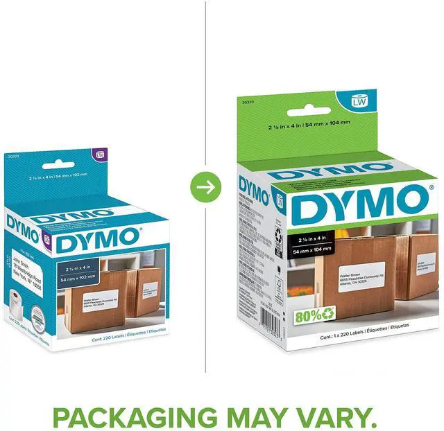 Alt view image 2 of 6 - Authentic LW Shipping Labels, Labels for LabelWriter Label Printers, 2-1/8" x 4", 1 Roll of 220