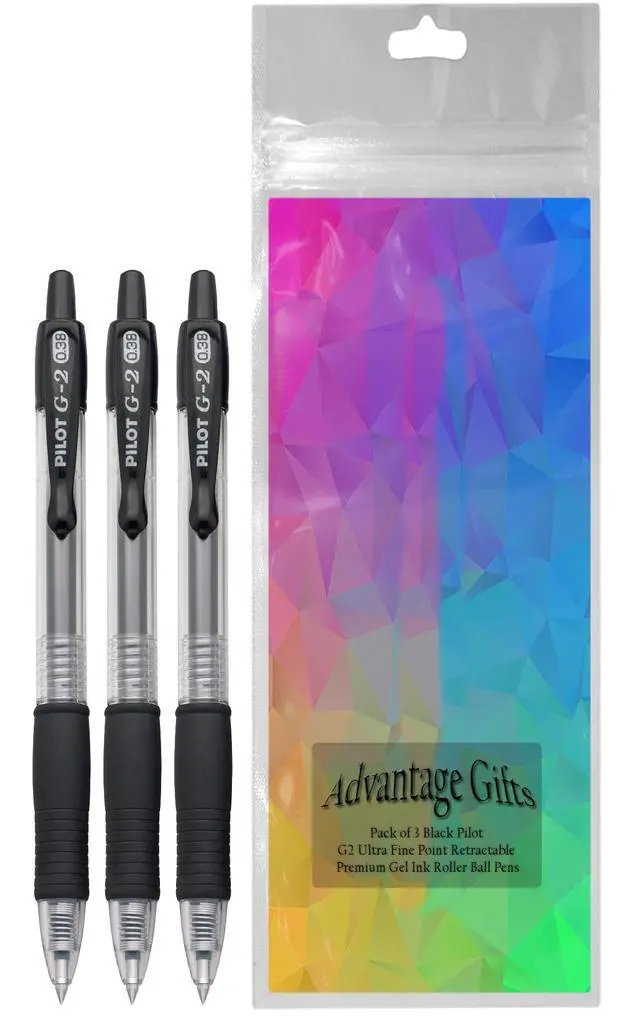 Alt view image 2 of 7 - G2 Retractable Premium Gel Ink Roller Ball Pens Ultra Fine Point (.38mm) Black Ink 3 pack; Refillable & Premium Comfort Grip