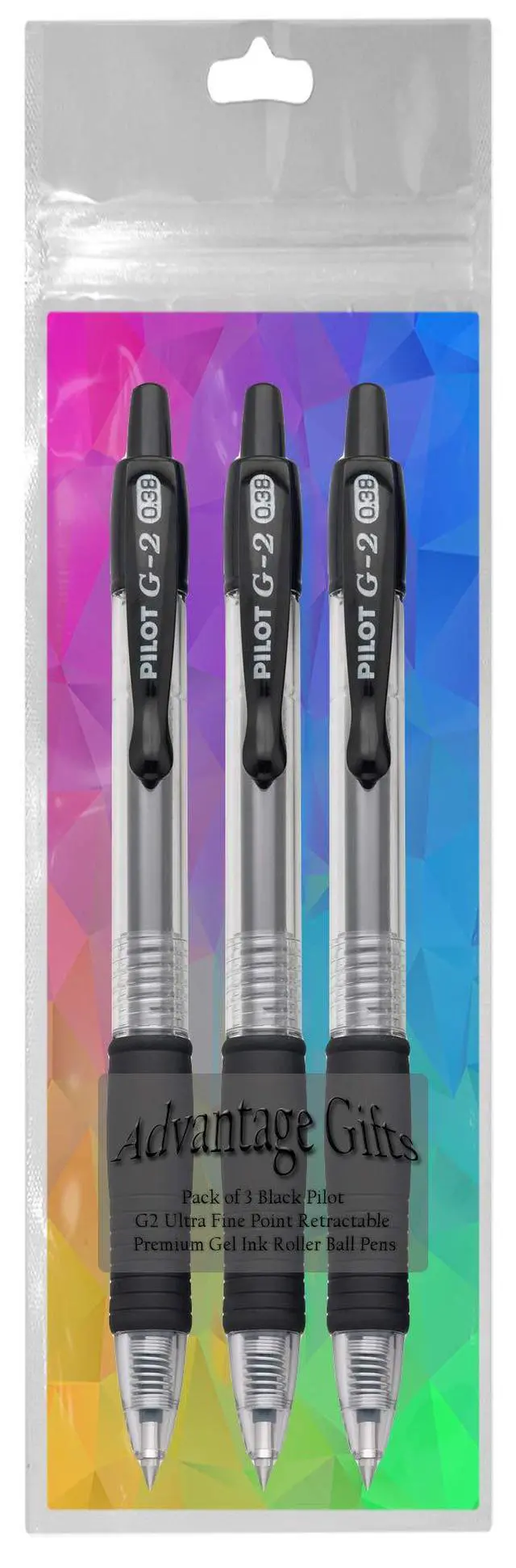 Alt view image 3 of 7 - G2 Retractable Premium Gel Ink Roller Ball Pens Ultra Fine Point (.38mm) Black Ink 3 pack; Refillable & Premium Comfort Grip