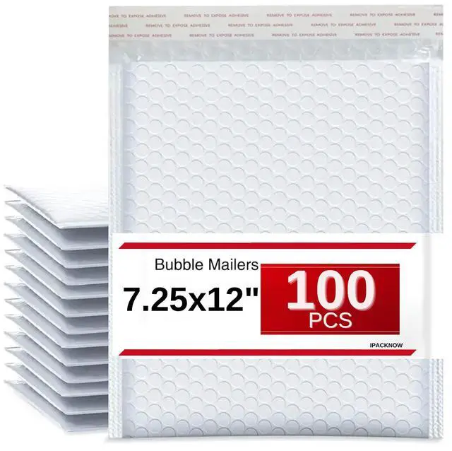 Main image of 100 PC 7.25x12 Inches Poly Bubble Mailers Shipping Padded Envelopes Self Seal Waterproof Cushion Envelopes Waterproof Grey Usable 7.25x11" #1
