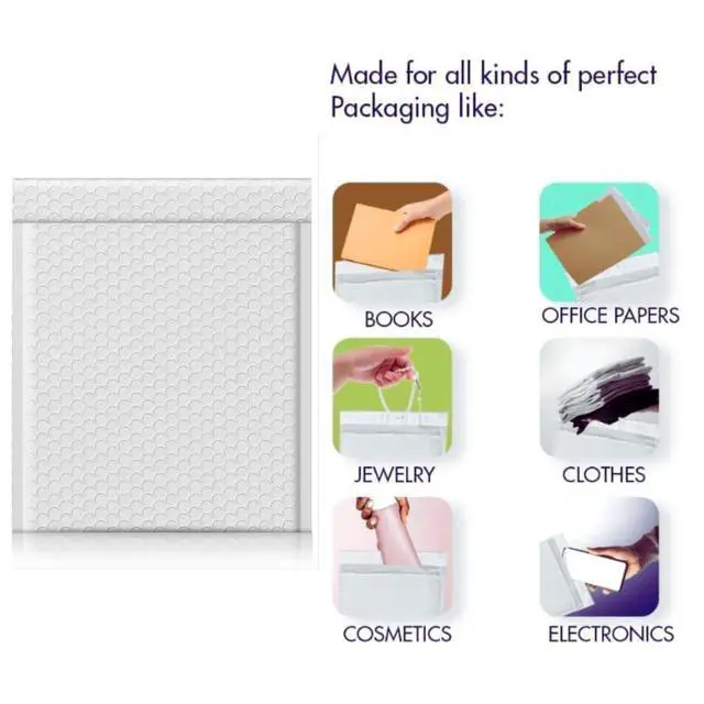 Alt view image 4 of 6 - 100 PC 9.5x14.5 Inches Poly Bubble Mailers Shipping Padded Envelopes Self Seal Waterproof Cushion Envelopes Waterproof Grey Usable 9.5x 3.5" #4