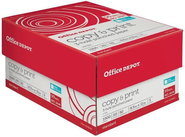 Main image of ® 3-Hole Punched Multi-Use Printer & Copy Paper, 3 Reams, White, Letter (8.5" x 11"), 1500 Sheets Per Case, 20 Lb, 92 Brightness