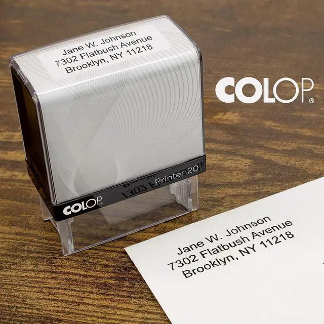 Alt view image 3 of 6 - COLOP Extra Small Size Self Inking Custom Text Stamp - Choose from Many Fonts & 15 Ink Colors
