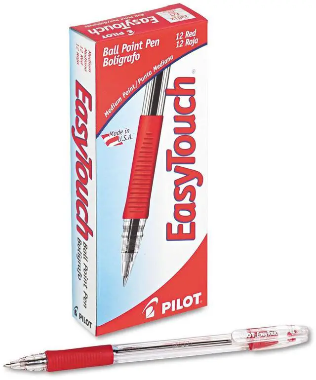 Main image of EasyTouch Ballpoint Stick Pens, Medium Point, Red Ink, 12-Pack (32012)