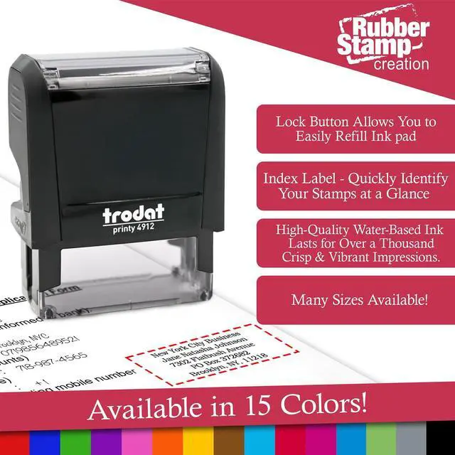 Alt view image 2 of 5 - Trodat 4926 Signature Stamp - Custom Text Stamp - Choose from Many Fonts & 15 Ink Colors!