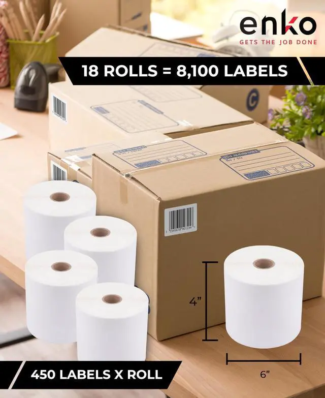 Alt view image 2 of 5 - 4 x 6 in 18 Rolls | 8100 Perforated Direct Thermal Shipping Labels | Address and Shipping Labels Compatible with Zebra 2844 ZP-450 ZP-500 ZP-505, Rollo, Eltron, Neatoscan Printers