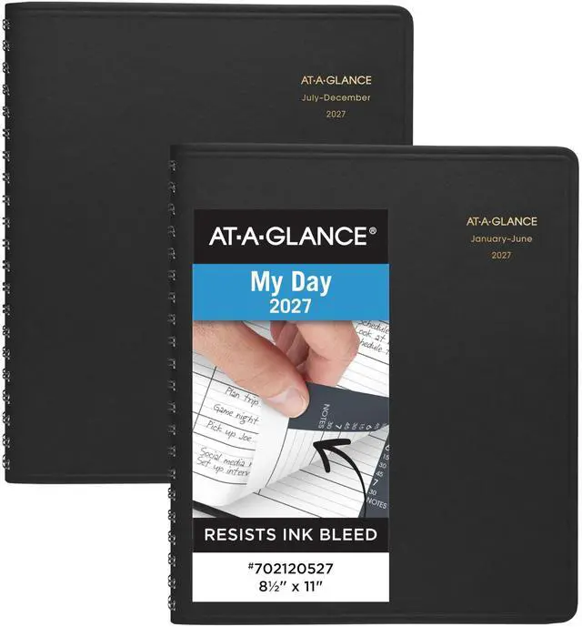 Main image of 2027 Appointment Book Planner, Daily Group Planner, 8.5" x 11", Eight Person, Two-Volume Set Jan-Jun & Jul-Dec, Black (7021205-27)