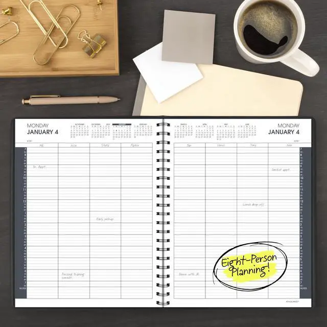 Alt view image 2 of 7 - 2027 Appointment Book Planner, Daily Group Planner, 8.5" x 11", Eight Person, Two-Volume Set Jan-Jun & Jul-Dec, Black (7021205-27)