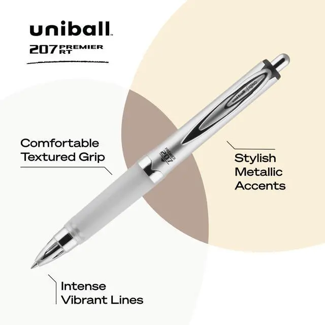 Alt view image 3 of 7 - uniball 207 Premier Gel Pen, Medium Point (1.0mm), Black, 1 Pack | Ultra-soft cushioned grip, nano fiber ink, uni Super Ink Plus+ resists document fraud, water & fade-resistant