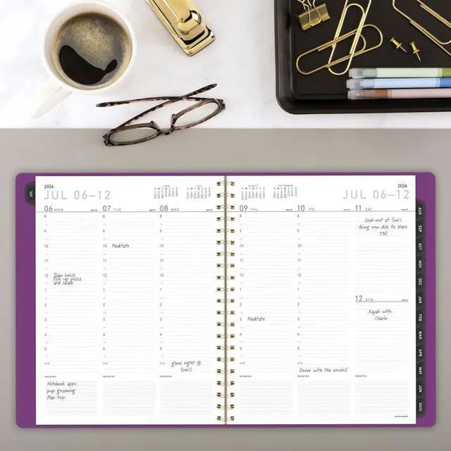 Alt view image 2 of 7 - Planner 2026-2027 Weekly & Monthly Academic 12-Month July-June Half-Hourly Appointment Book, 8-1/4" x 11", Contemporary, Purple (70957X18)