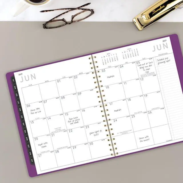 Alt view image 3 of 7 - Planner 2026-2027 Weekly & Monthly Academic 12-Month July-June Half-Hourly Appointment Book, 8-1/4" x 11", Contemporary, Purple (70957X18)