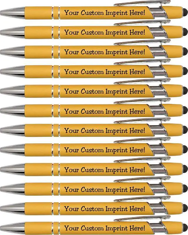 Alt view image 7 of 7 - ExpressDesigns - Pastel Premium Custom Pens with Stylus | Personalized Soft-Touch Metal Printed Name Pens w/Black Ink - Imprinted w/Logo or Message -Customizable - 12 pcs/pack (Pastel Orange)