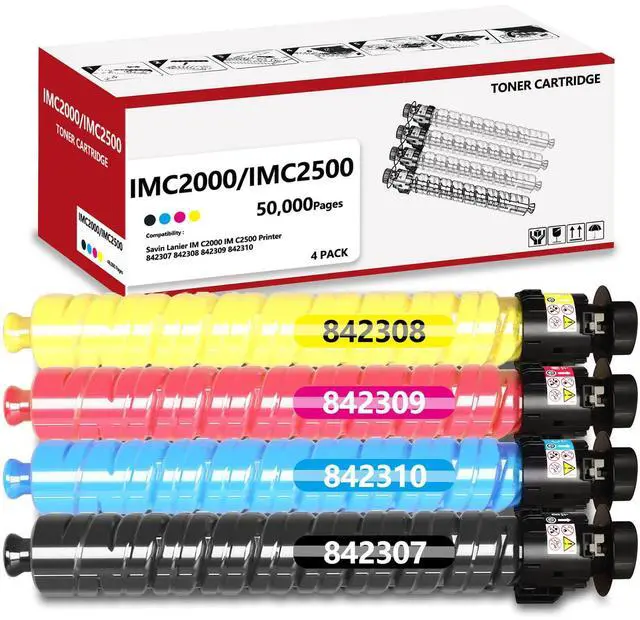 Main image of High Yield IM C2000 IM C2500 Toner Cartridge Compatible with Savin Lanier IMC2000 IMC2500 IM C2000 IM C2500 Printer Replacement for 842307 842308 842309 842310 Black Cyan Magenta Yellow