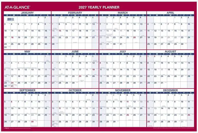 Main image of 2027 Wall Calendar, 24" x 36" Planner, Reversible, Vertical-Horizontal (PM2122827), White