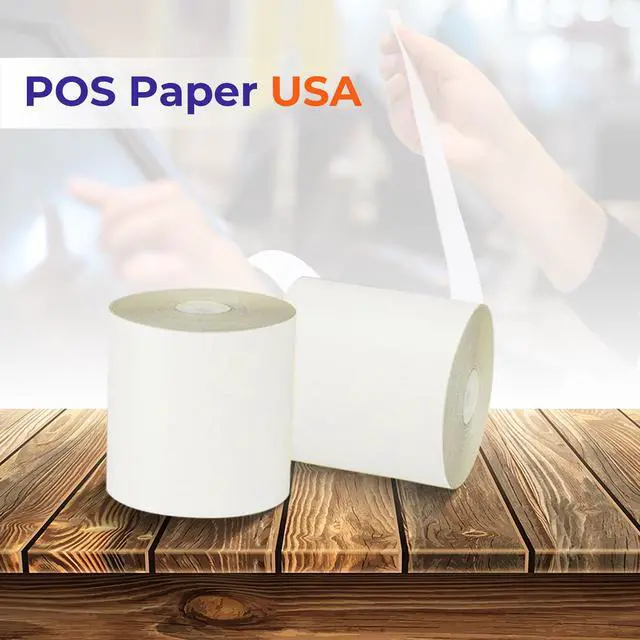 Alt view image 2 of 3 - 3" x 95' 2-Ply Carbonless Paper (50 Rolls/Case) - White/Yellow - BPA Free