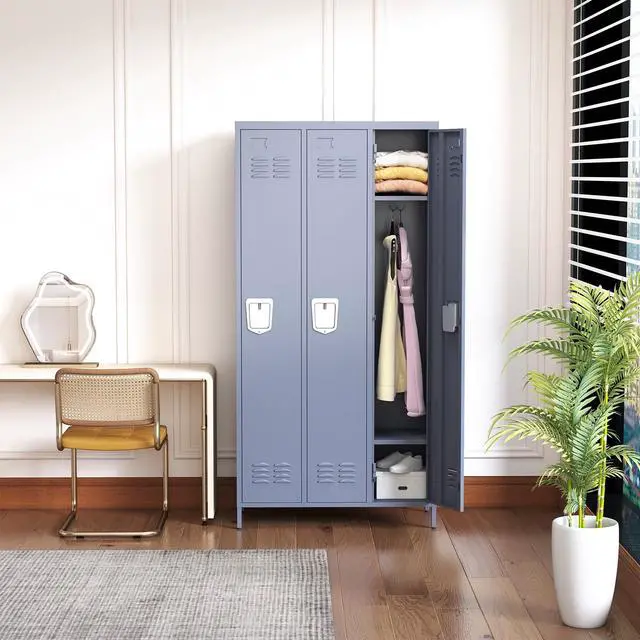 Alt view image 6 of 6 - 3 Doors Metal Lockers for Employees 71" H Storage Cabinet Lockable Locker with Shelves Steel Storage Locker for Gym School Office Home Requires Assembly