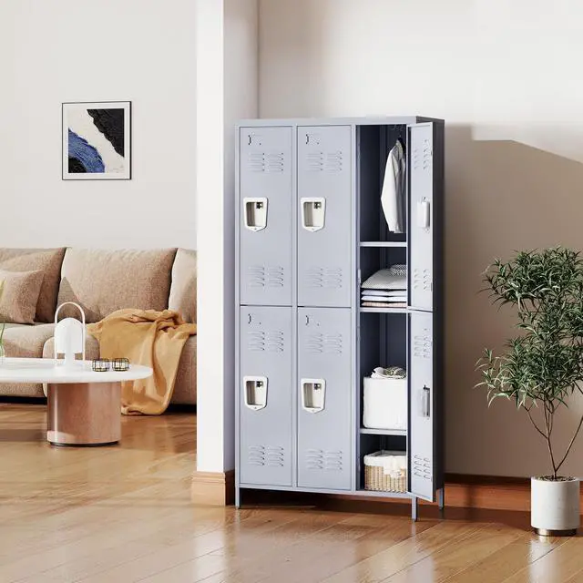 Alt view image 2 of 5 - 6 Doors Metal Lockers for Employees 72" H Storage Cabinet Lockable Locker with Shelves Steel Storage Locker for Gym School Office Home Requires Assembly