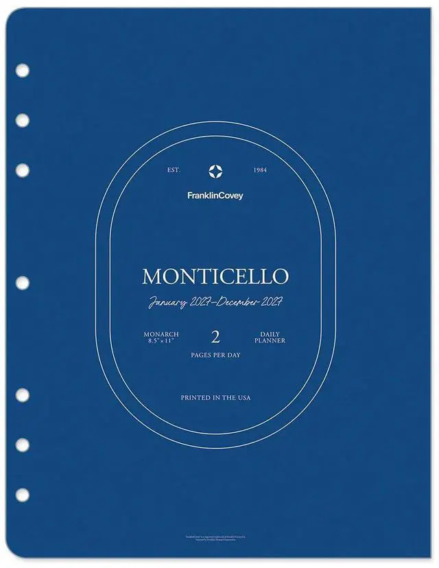 Alt view image 2 of 7 - FranklinCovey - Monticello Two Page Per Day Ring-Bound Planner (Monarch, Jan 2027 - Dec 2027)