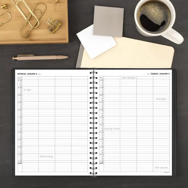 Alt view image 2 of 7 - 2027 Appointment Book Planner, Daily Group Planner, 8" x 11", Four Person, Quarter-Hour, Black (708220527)