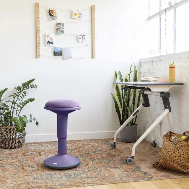 Alt view image 2 of 7 - Sitwell Wobble Stool with Cushion, Adjustable Height, Active Seating, Eggplant