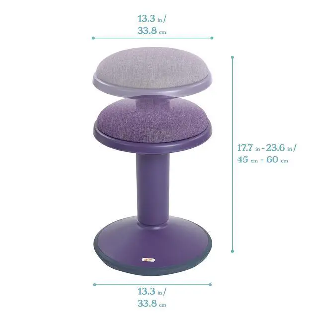 Alt view image 3 of 7 - Sitwell Wobble Stool with Cushion, Adjustable Height, Active Seating, Eggplant