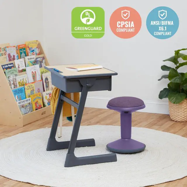 Alt view image 7 of 7 - Sitwell Wobble Stool with Cushion, Adjustable Height, Active Seating, Eggplant