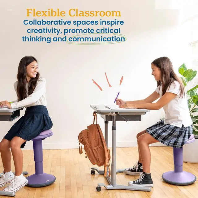 Alt view image 6 of 7 - Sitwell Wobble Stool with Cushion, Adjustable Height, Active Seating, Eggplant