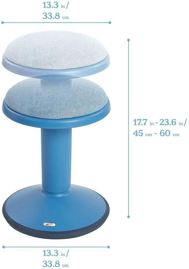 Alt view image 3 of 7 - Sitwell Wobble Stool with Cushion, Adjustable Height, Active Seating, Powder Blue