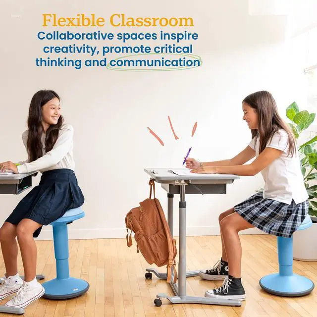 Alt view image 6 of 7 - Sitwell Wobble Stool with Cushion, Adjustable Height, Active Seating, Powder Blue